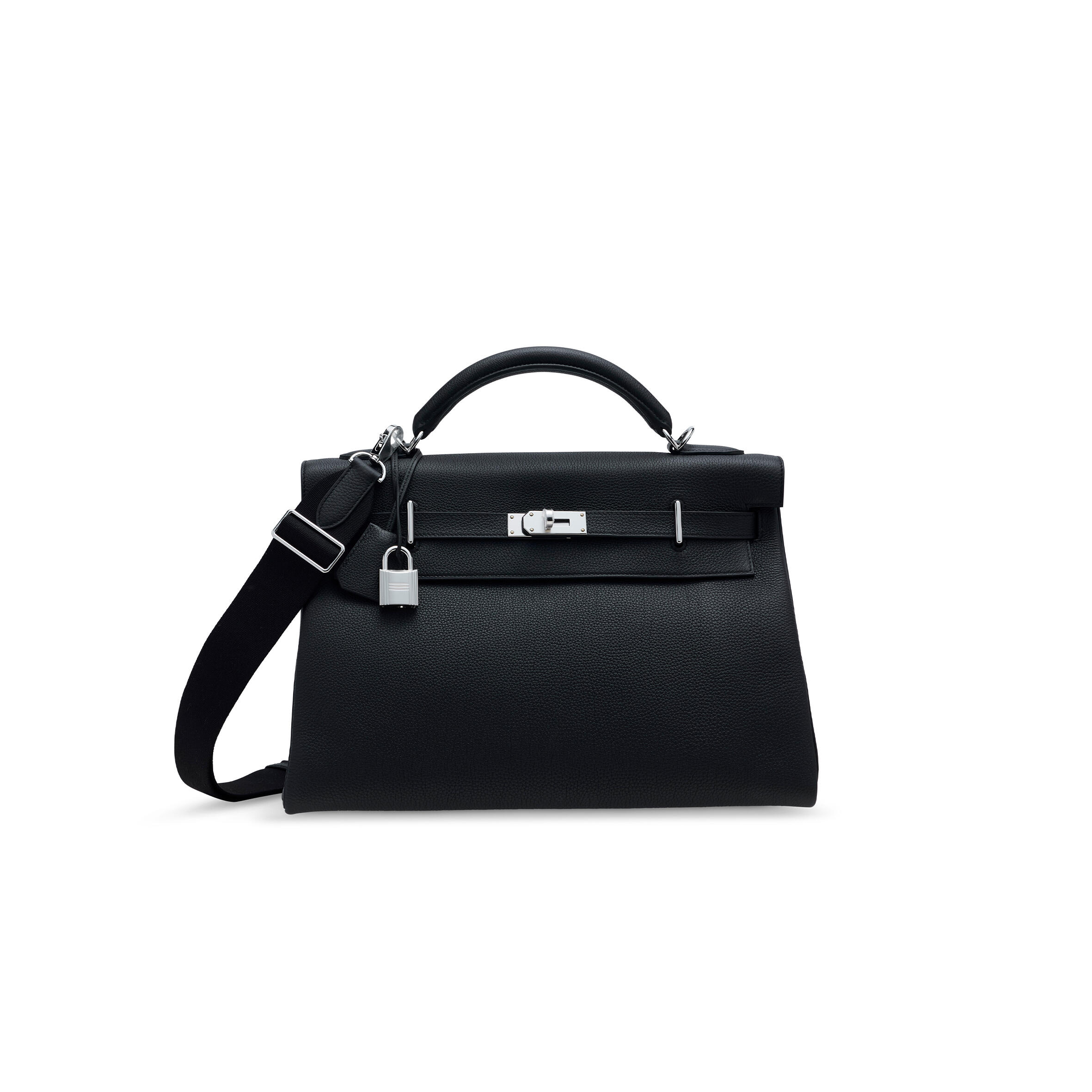 H**me5 black togo leather maxi kelly 42 with palladium hardware 19271 (42*27*17cm)